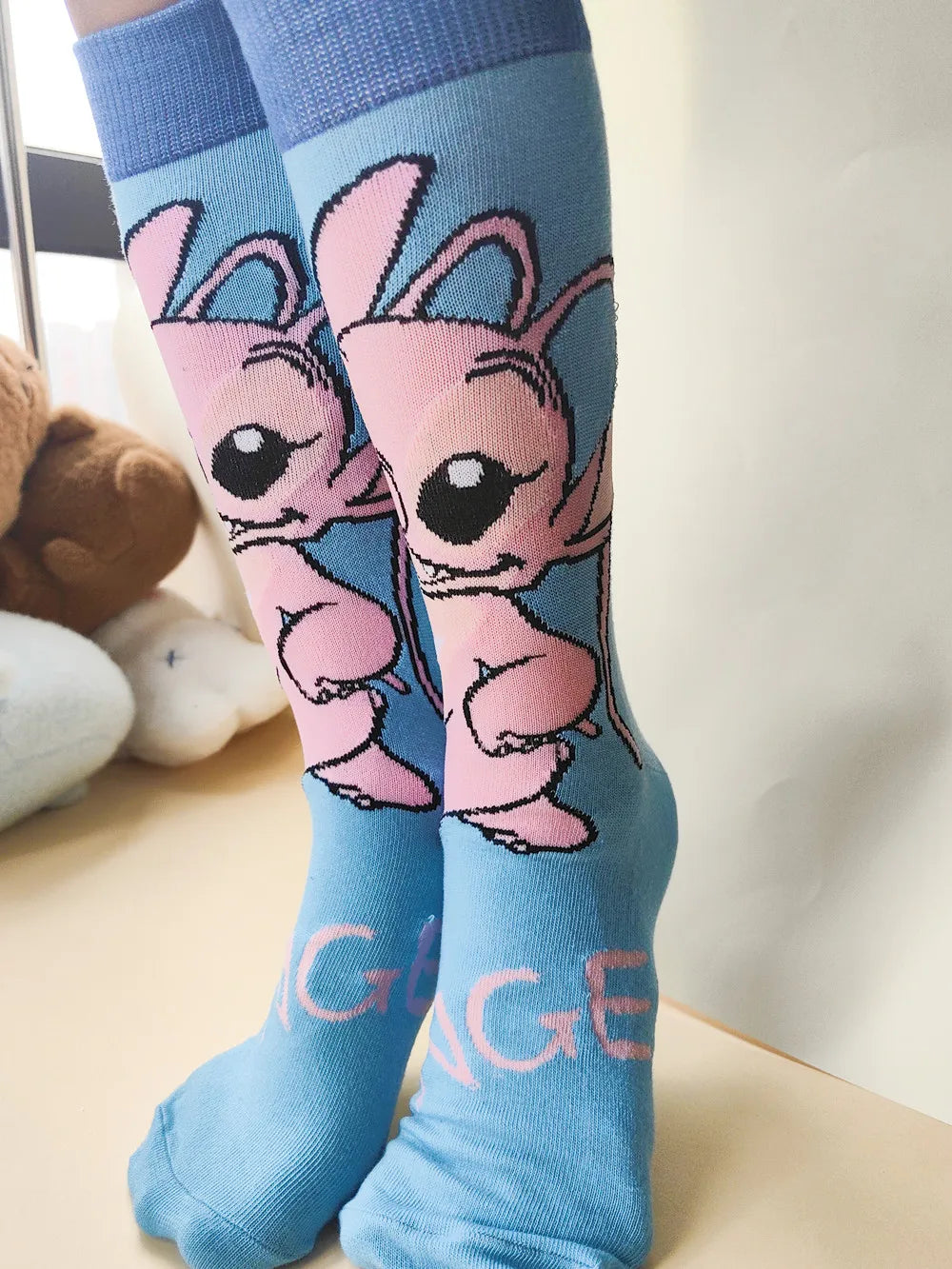 Calcetas largas de Stitch – Unisex, estilo kawaii, talla 37-45