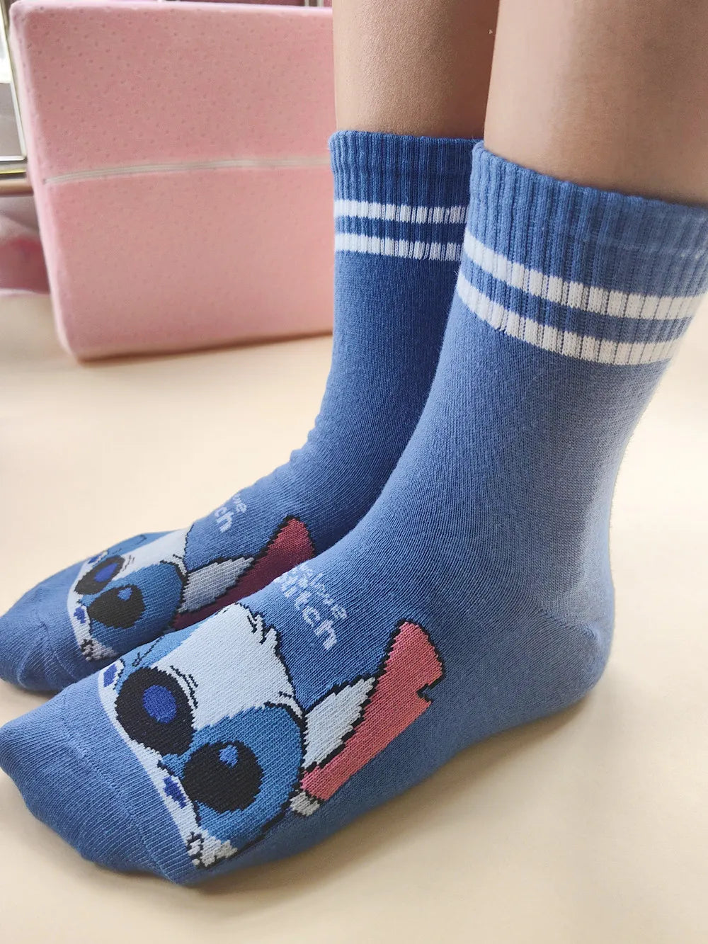 Calcetas largas de Stitch – Unisex, estilo kawaii, talla 37-45