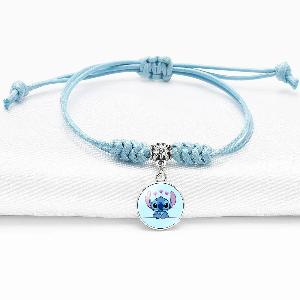 Pulsera Tejida de Stitch | Brazalete Ajustable Kawaii para Niños y Fans de Disney