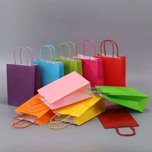 Bolsas de papel kraft con asa de colores