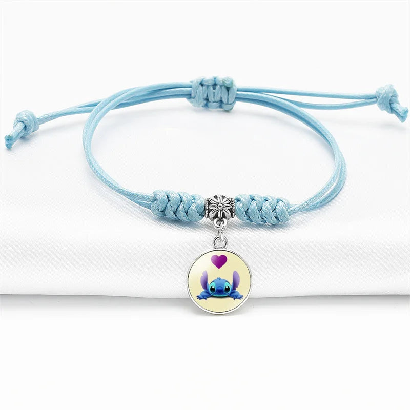Pulsera Tejida de Stitch | Brazalete Ajustable Kawaii para Niños y Fans de Disney