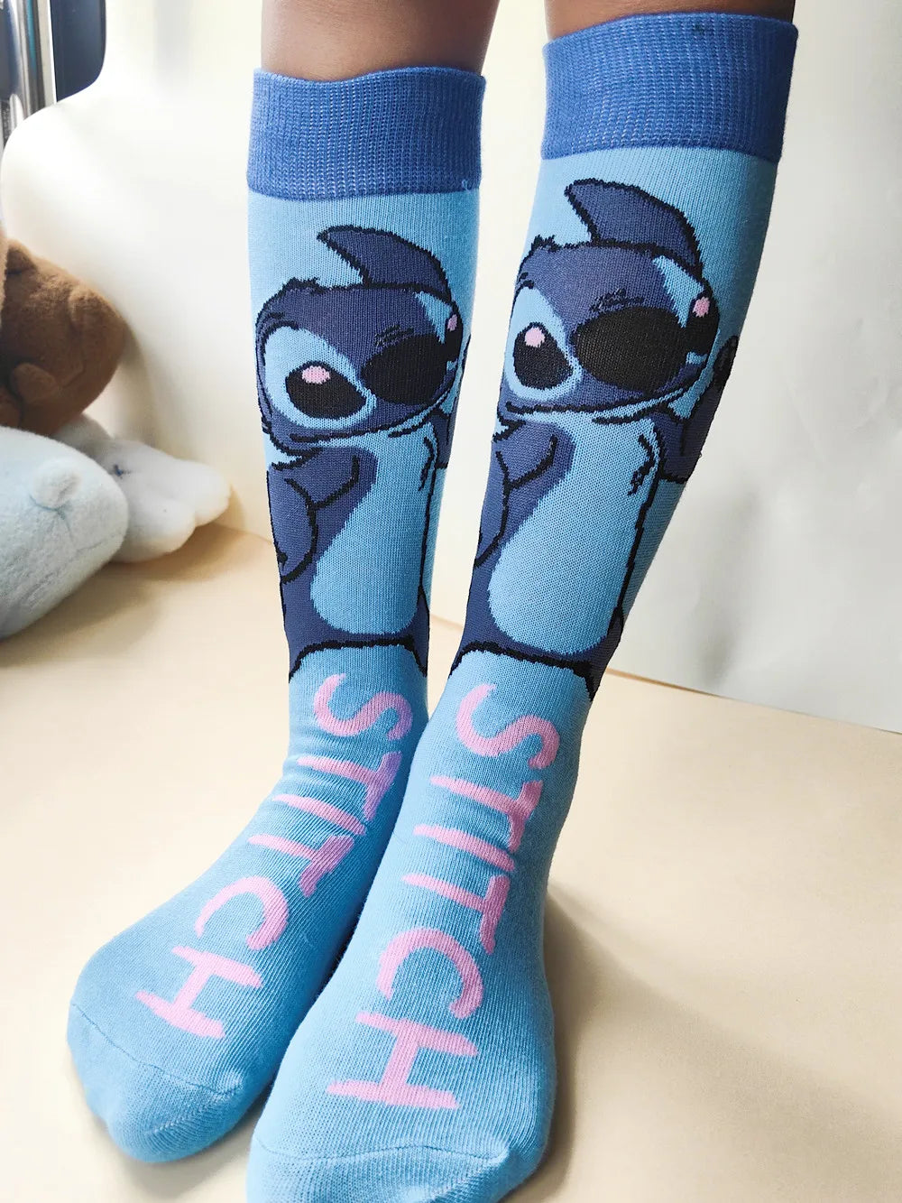 Calcetas largas de Stitch – Unisex, estilo kawaii, talla 37-45