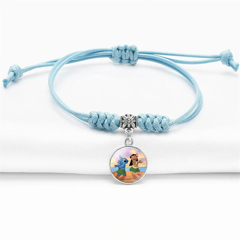 Pulsera Tejida de Stitch | Brazalete Ajustable Kawaii para Niños y Fans de Disney