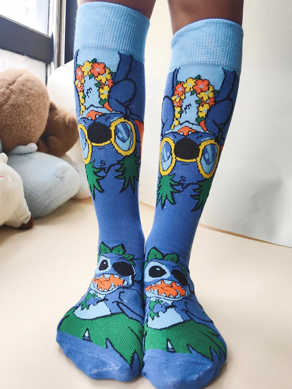 Calcetas largas de Stitch – Unisex, estilo kawaii, talla 37-45