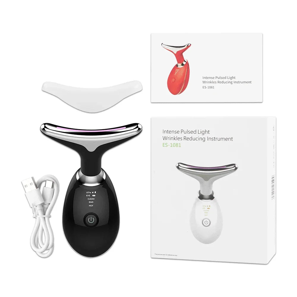 Masajeador Facial 7 en 1 con LED, ION, EMS y Calor – Reafirmante, Antiedad y Limpiador Profundo