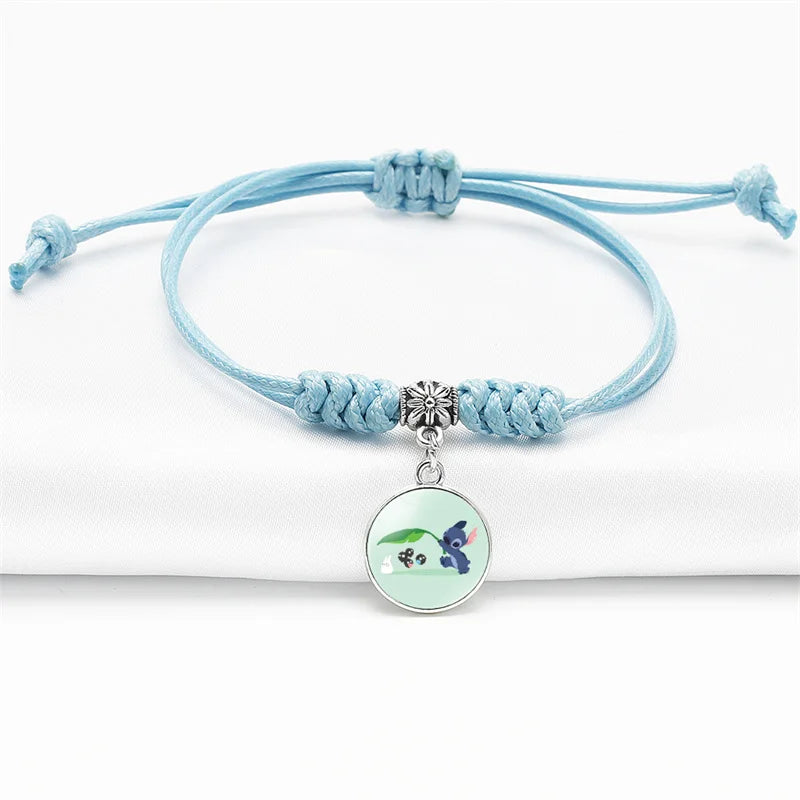 Pulsera Tejida de Stitch | Brazalete Ajustable Kawaii para Niños y Fans de Disney