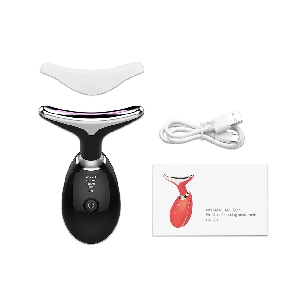 Masajeador Facial 7 en 1 con LED, ION, EMS y Calor – Reafirmante, Antiedad y Limpiador Profundo