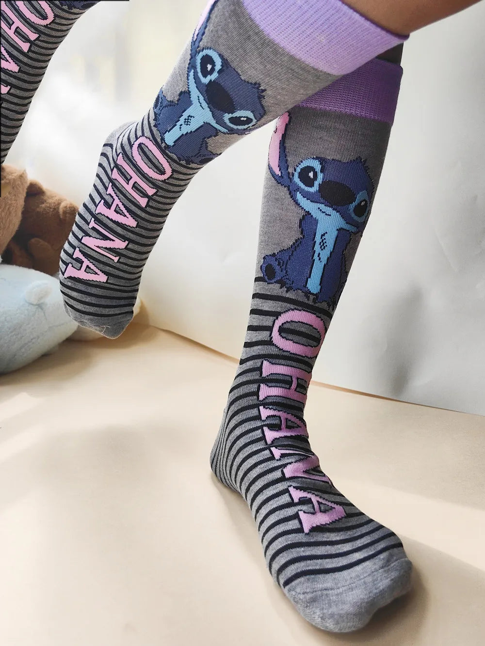 Calcetas largas de Stitch – Unisex, estilo kawaii, talla 37-45