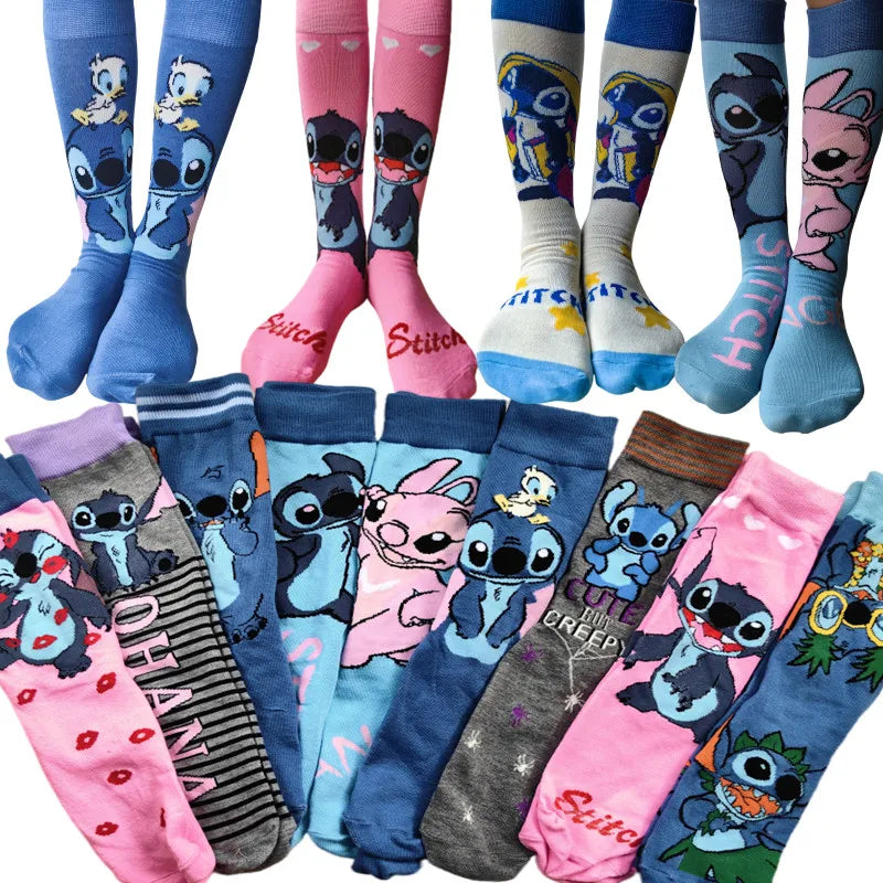 Calcetas largas de Stitch – Unisex, estilo kawaii, talla 37-45
