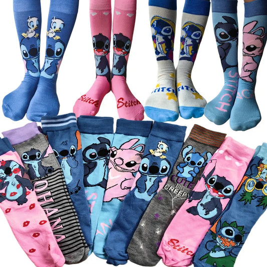 Calcetas largas de Stitch – Unisex, estilo kawaii, talla 37-45