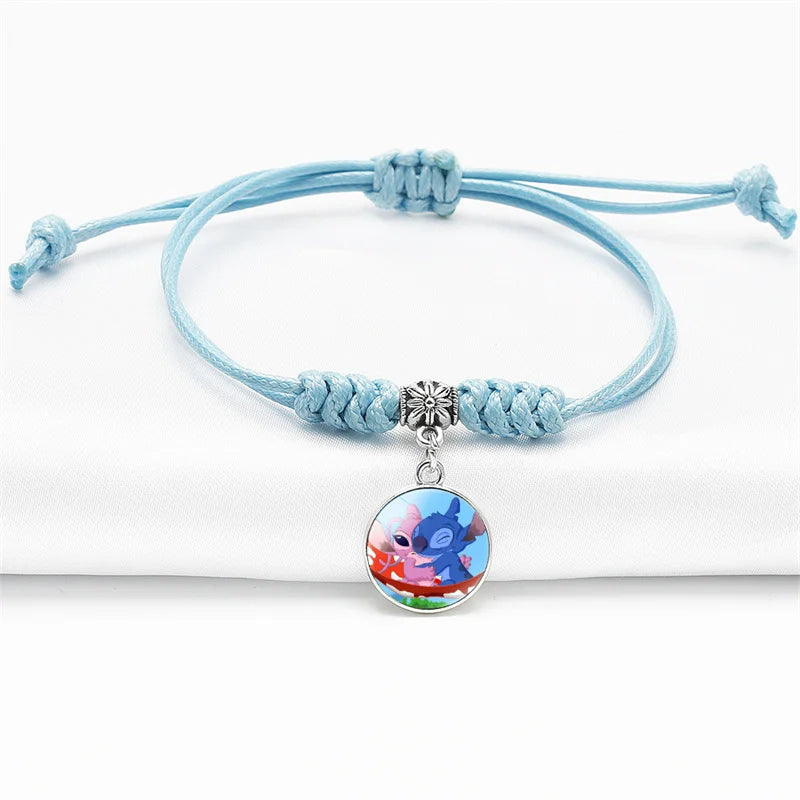 Pulsera Tejida de Stitch | Brazalete Ajustable Kawaii para Niños y Fans de Disney