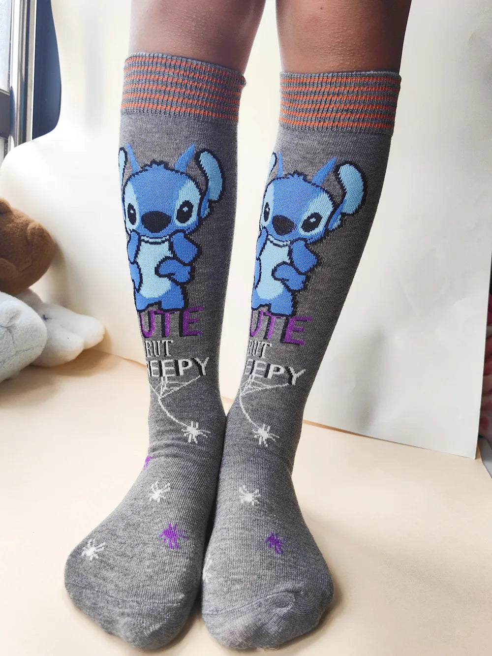 Calcetas largas de Stitch – Unisex, estilo kawaii, talla 37-45