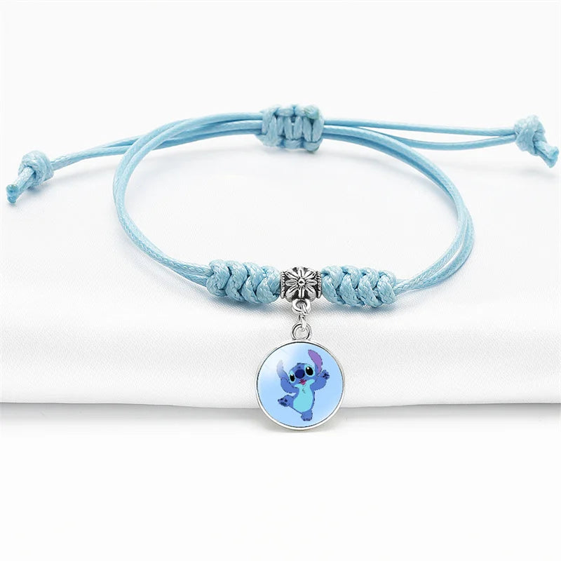 Pulsera Tejida de Stitch | Brazalete Ajustable Kawaii para Niños y Fans de Disney