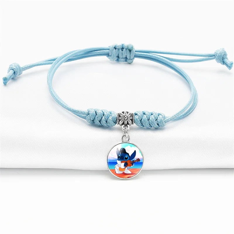 Pulsera Tejida de Stitch | Brazalete Ajustable Kawaii para Niños y Fans de Disney