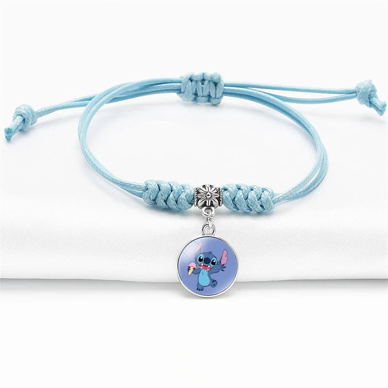 Pulsera Tejida de Stitch | Brazalete Ajustable Kawaii para Niños y Fans de Disney