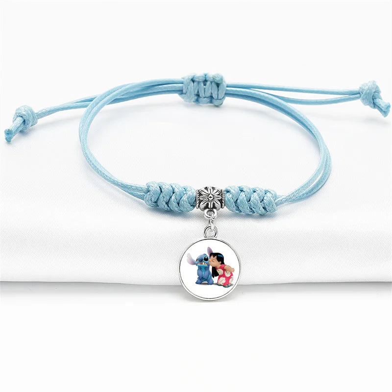 Pulsera Tejida de Stitch | Brazalete Ajustable Kawaii para Niños y Fans de Disney