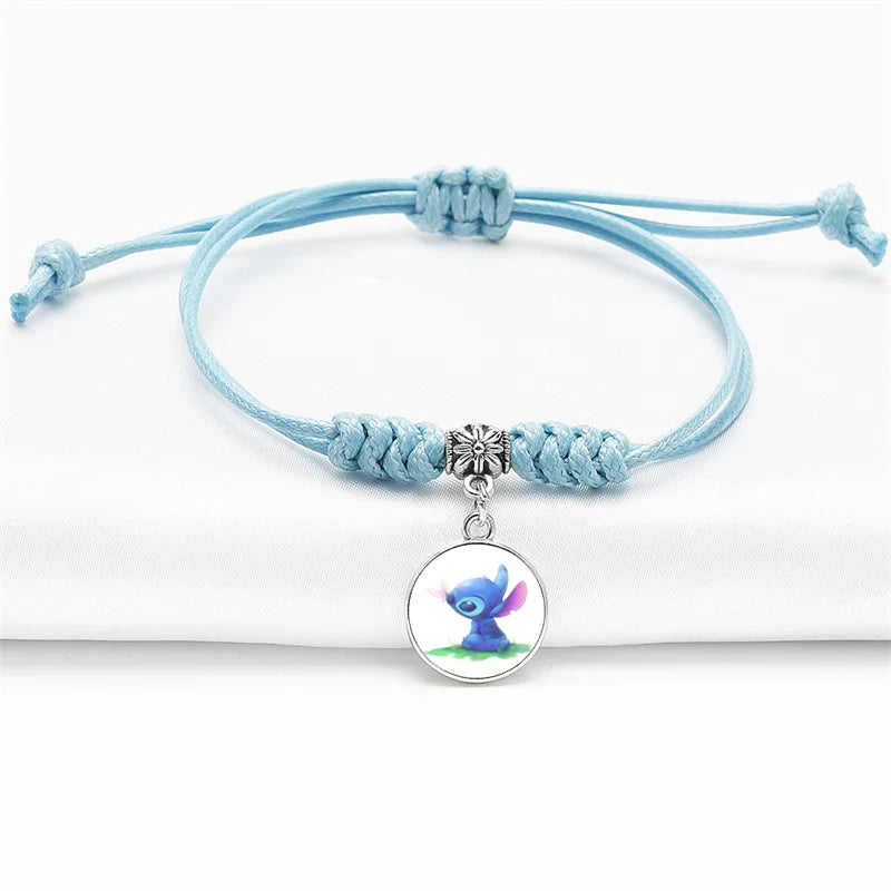 Pulsera Tejida de Stitch | Brazalete Ajustable Kawaii para Niños y Fans de Disney