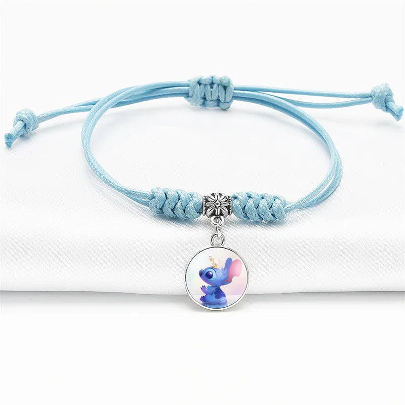 Pulsera Tejida de Stitch | Brazalete Ajustable Kawaii para Niños y Fans de Disney