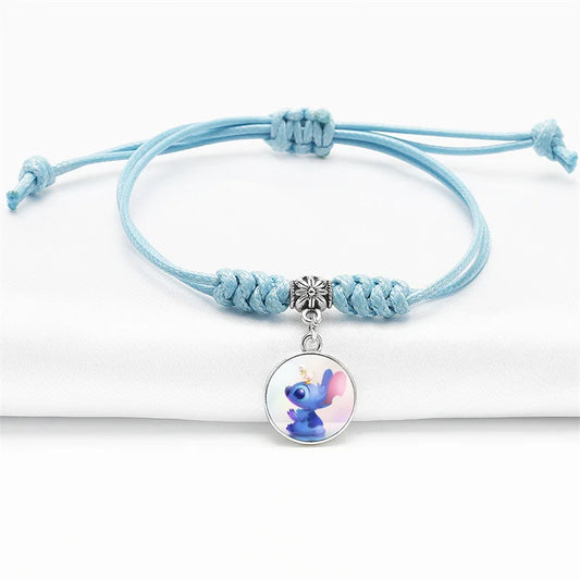 Pulsera Tejida de Stitch | Brazalete Ajustable Kawaii para Niños y Fans de Disney