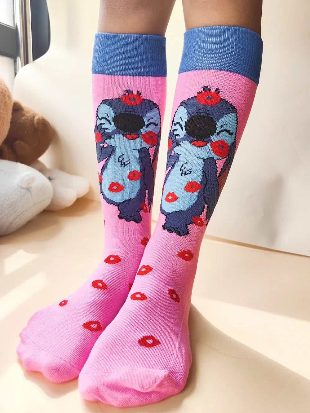 Calcetas largas de Stitch – Unisex, estilo kawaii, talla 37-45