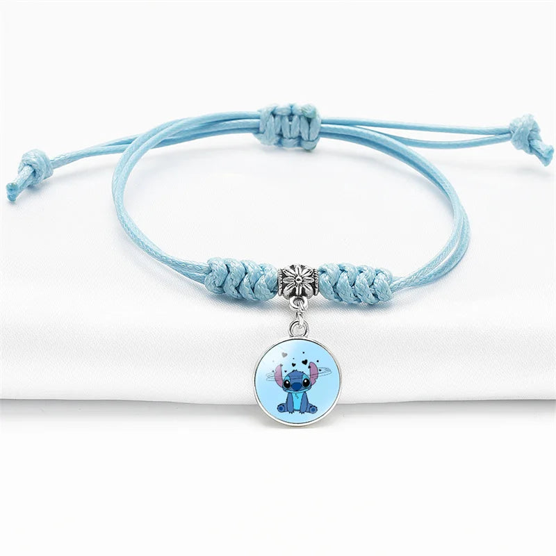 Pulsera Tejida de Stitch | Brazalete Ajustable Kawaii para Niños y Fans de Disney