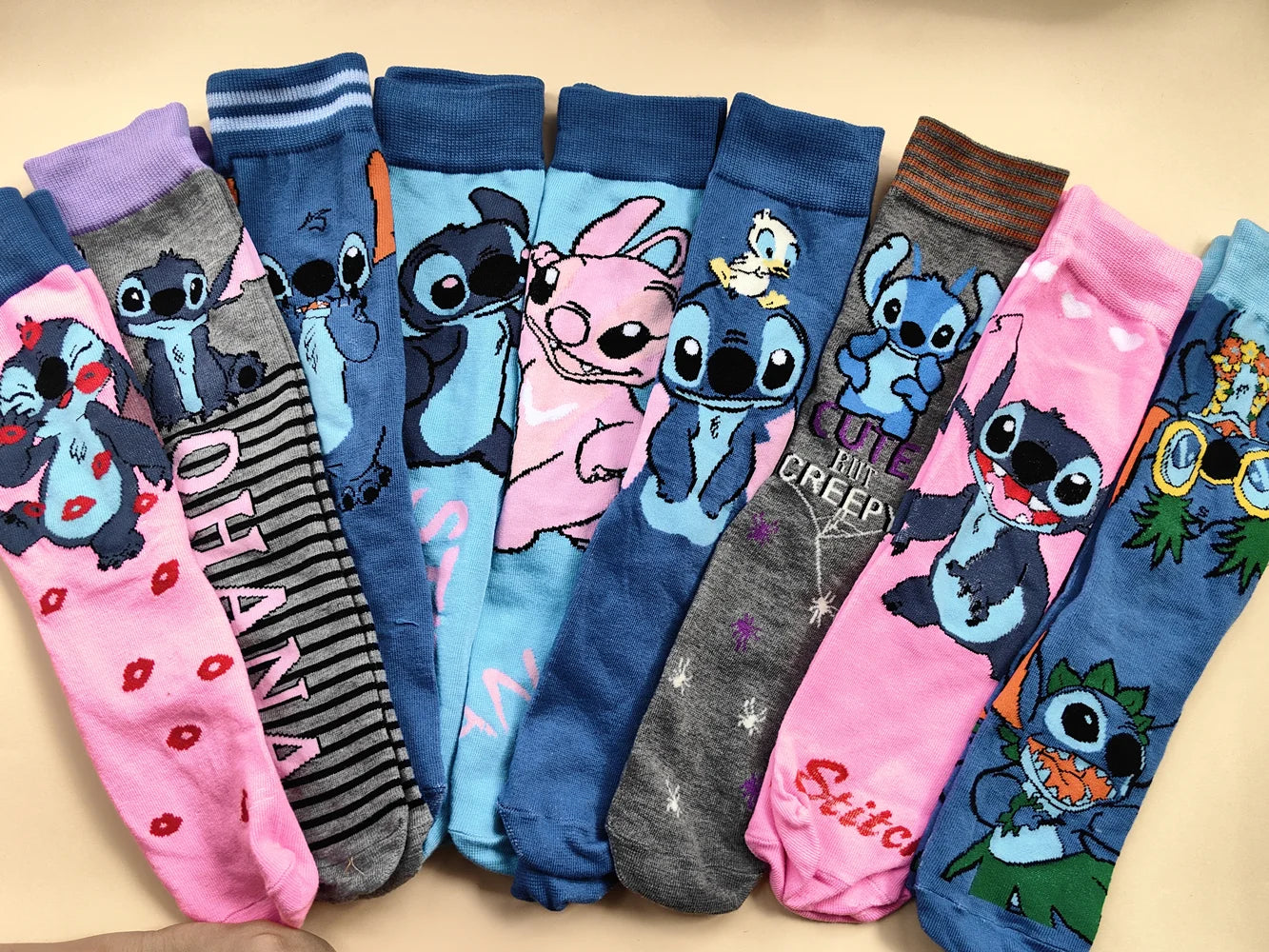 Calcetas largas de Stitch – Unisex, estilo kawaii, talla 37-45