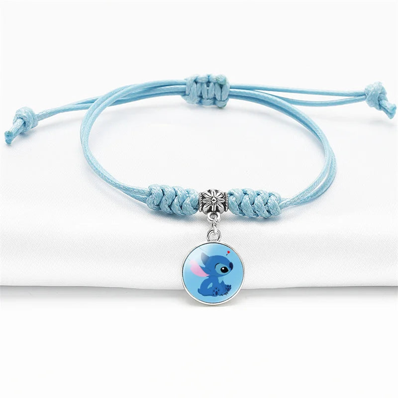 Pulsera Tejida de Stitch | Brazalete Ajustable Kawaii para Niños y Fans de Disney