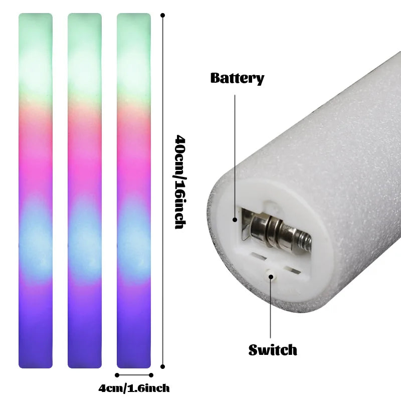 Bastones de Espuma LED Multicolor – Luminosa Diversión para Fiestas y Eventos