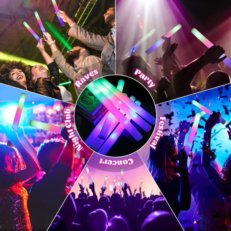Bastones de Espuma LED Multicolor – Luminosa Diversión para Fiestas y Eventos